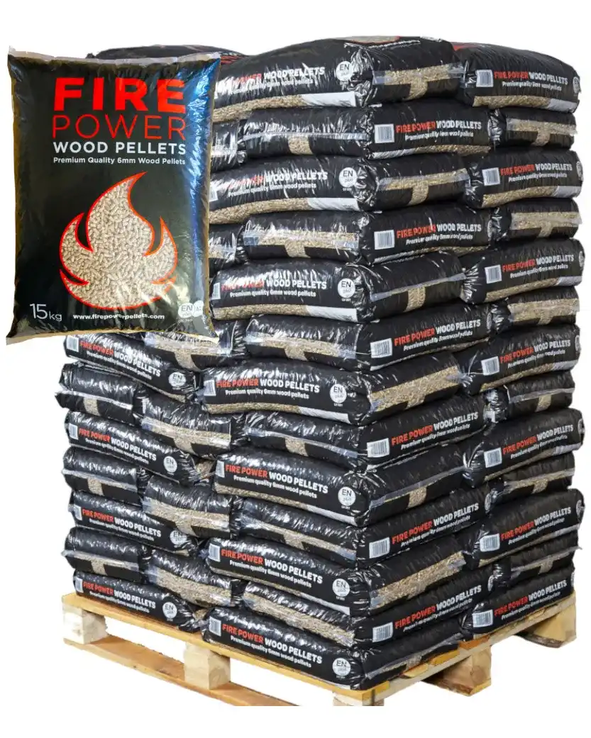 Wood Pellets Fuel fire sticker black bag