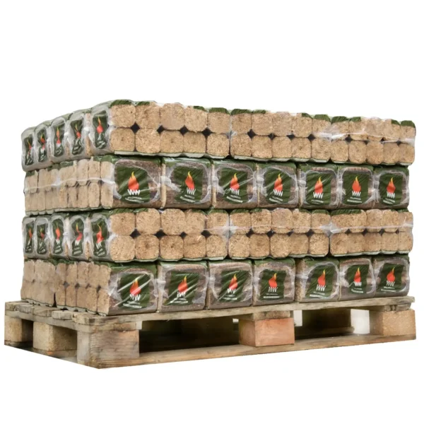 Briquettes in the UK Willow Warm Briquettes BROWN and green badge