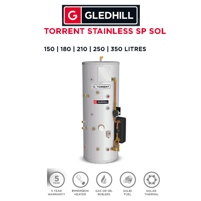 Gledhill Torrent Stainless SP SOL Solar Thermal Store Cylinder