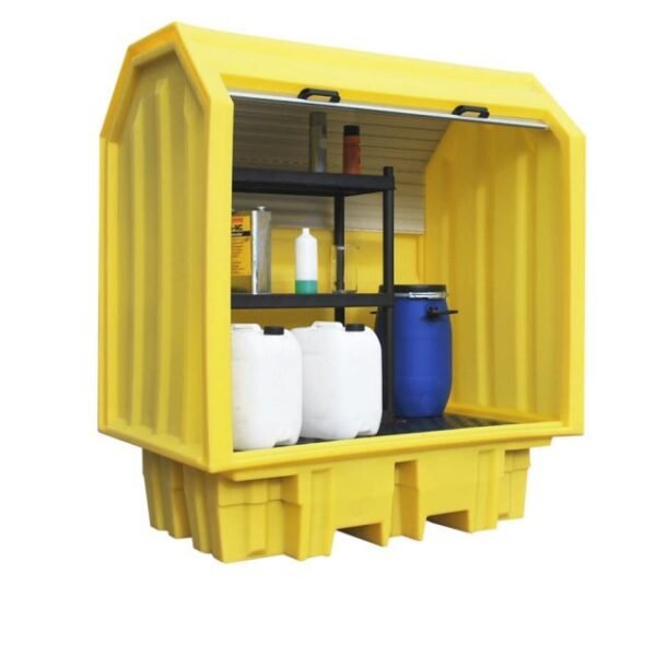 Lockable Bunded Pallet with Shelving