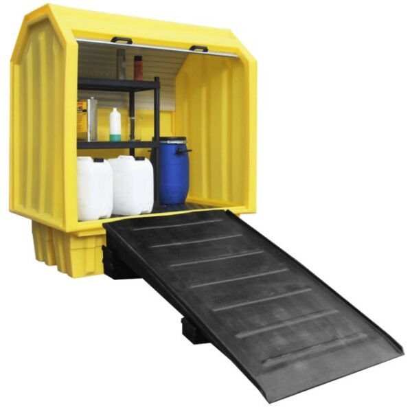 Lockable Bunded Pallet with Shelving