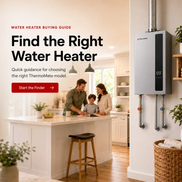 Water Heater Buying Guide. Modern domestic hot-water cylinder and water heating equipment installed in a European home